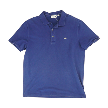 Blue Solid Short Sleeve Polo
