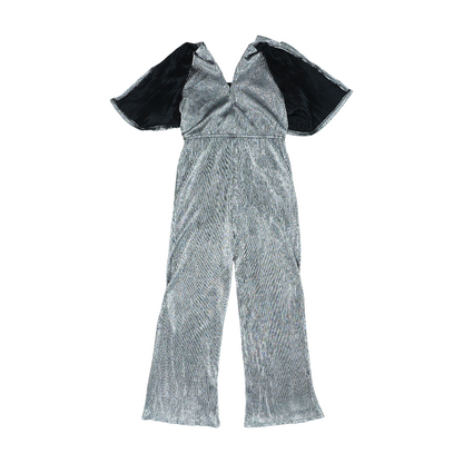Silver Striped Short Sleeve One-Piece