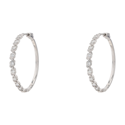 1 ctw 10K White Gold Lab Grown Diamond Hoop Earrings – Image 1