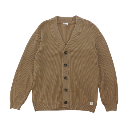 Tan Solid Cardigan Sweater