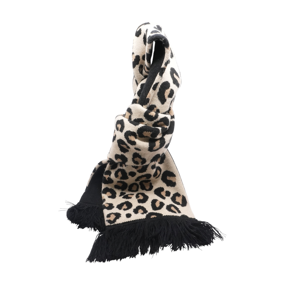 Beige Animal Print Acrylic Scarf