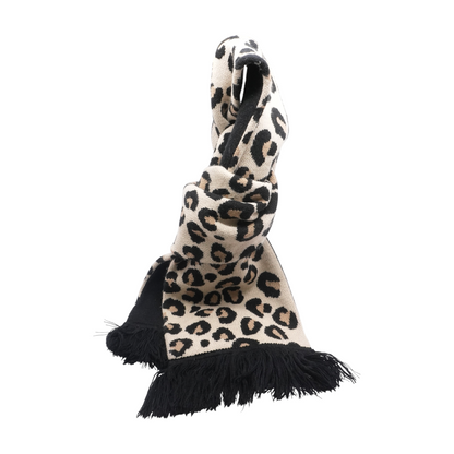 Beige Animal Print Acrylic Scarf