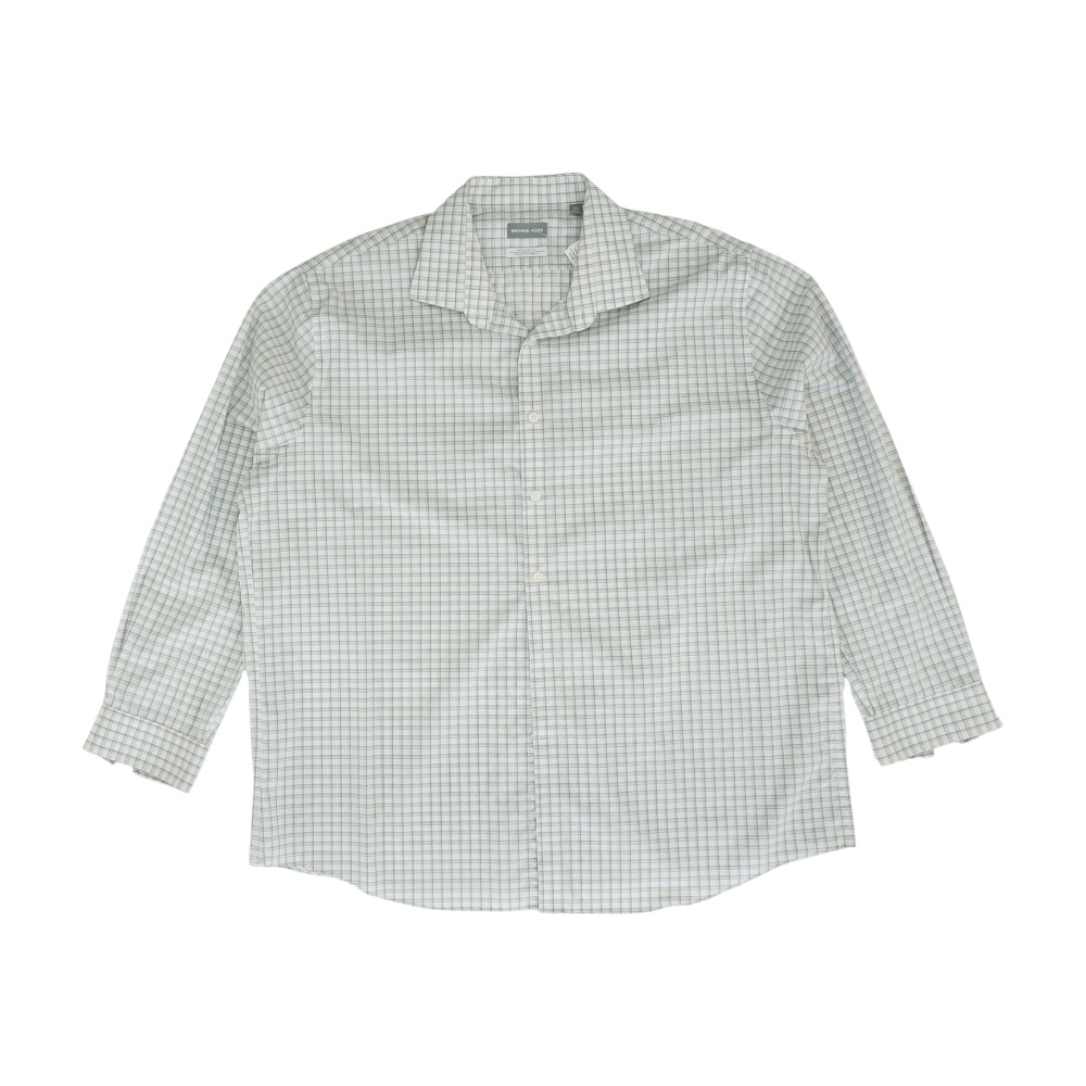 White Plaid Long Sleeve Button Down