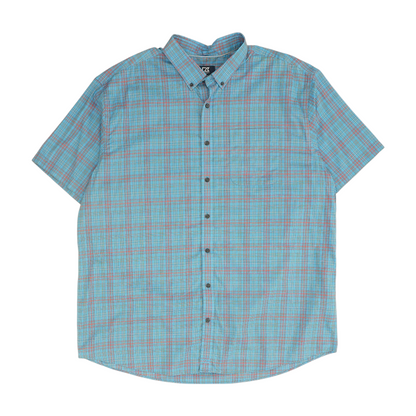 Blue Big & Tall Plaid Short Sleeve Button Down