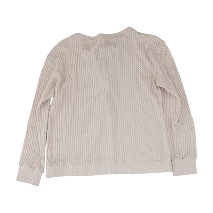 Tan Solid V Neck Knit Top