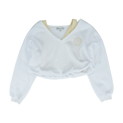 White Solid Sweatshirt Pullover