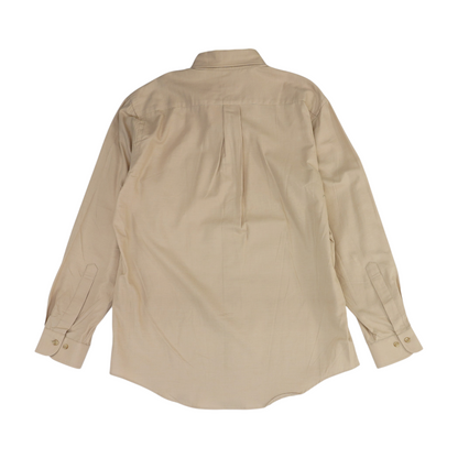 Beige Solid Long Sleeve Button Down