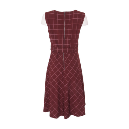 Burgundy Check Midi Dress