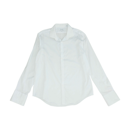 White Solid Long Sleeve Button Down