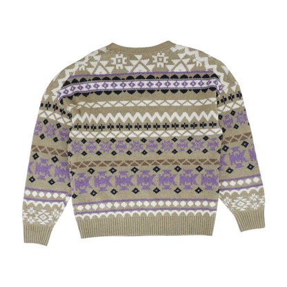 Brown Print Pullover Sweater
