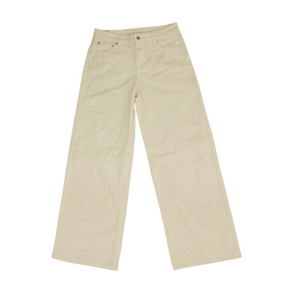 White Low Rise Wide Leg Jeans