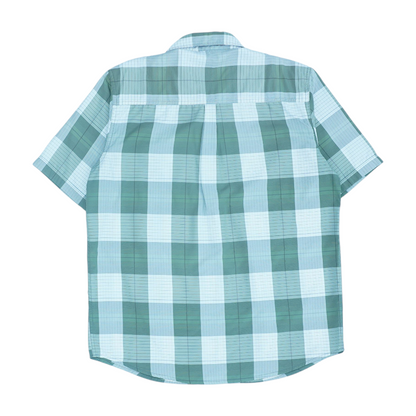 Green Plaid Short Sleeve Button Down