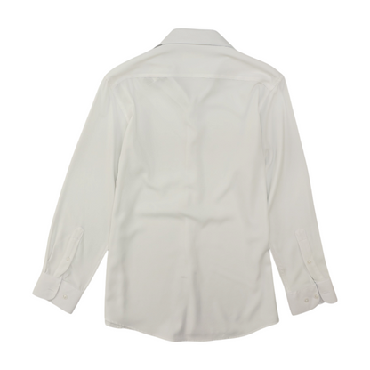 White Solid Long Sleeve Button Down