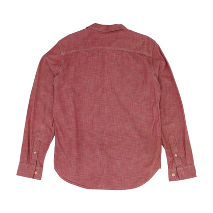 Red Solid Long Sleeve Button Down