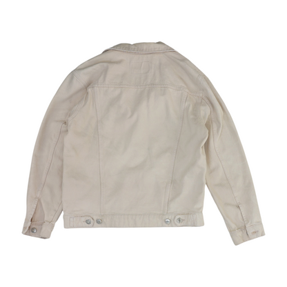 Beige Solid Denim Jacket