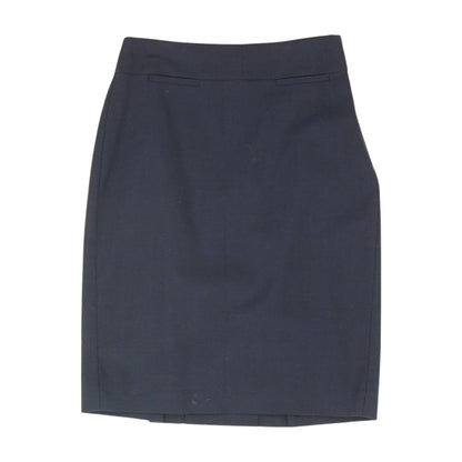 Navy Solid Midi Skirt