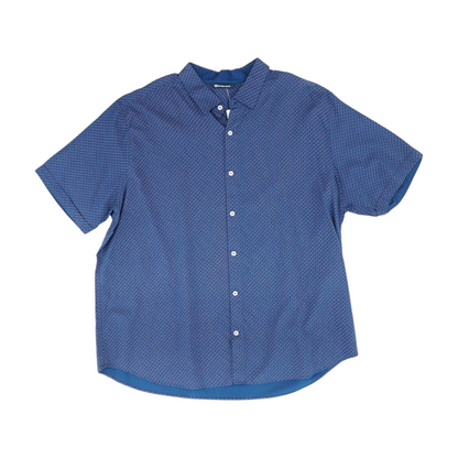 Blue Big & Tall Geometric Short Sleeve Button Down