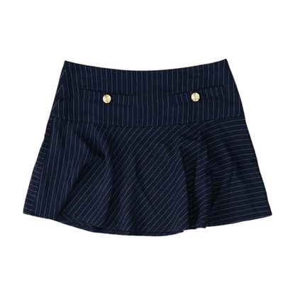 Navy Striped Mini Skirt
