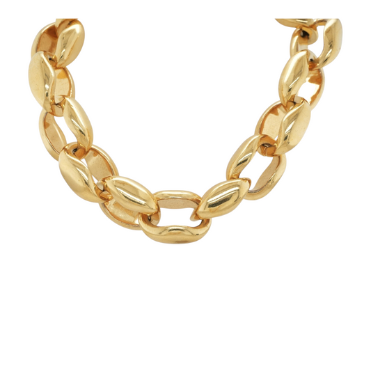 Gold Tone Oversized Modernist Link Necklace
