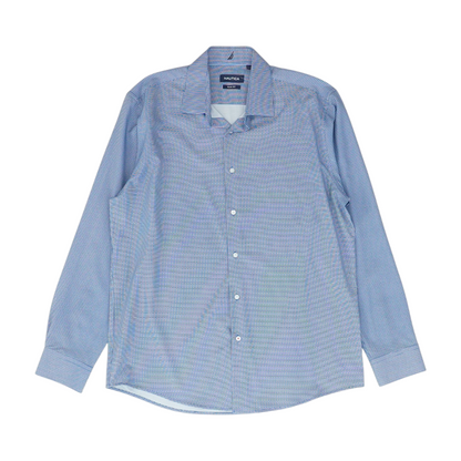 Blue Geometric Long Sleeve Button Down