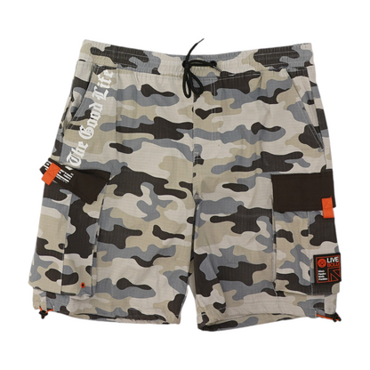 Beige Camo Cargo Shorts