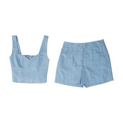 Blue Solid Short Set