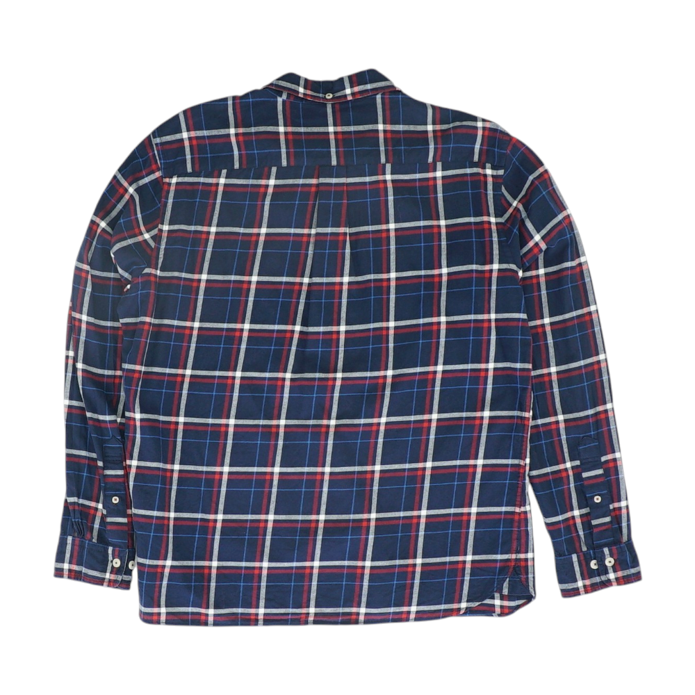 Navy Plaid Long Sleeve Button Down