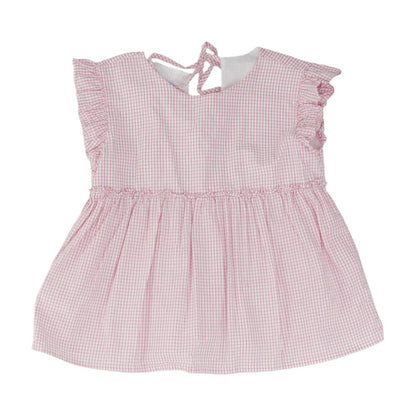 Pink Check Short Sleeve Blouse
