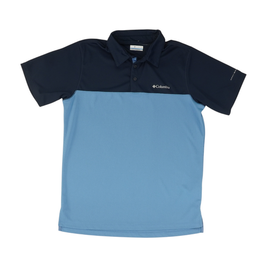 Blue Color Block Short Sleeve Polo