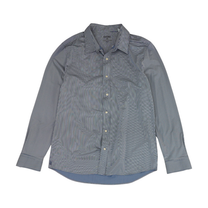 Navy Striped Long Sleeve Button Down