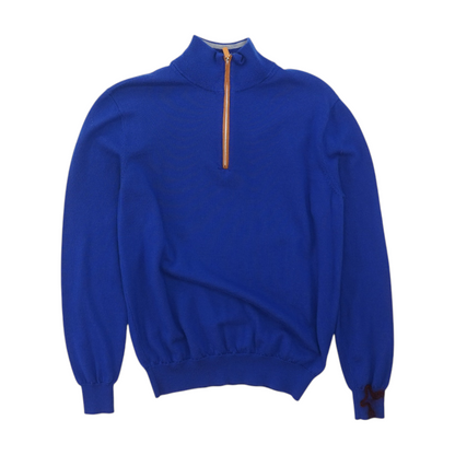 Blue Solid 1/4 Zip Sweater