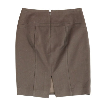 Brown Solid Midi Skirt