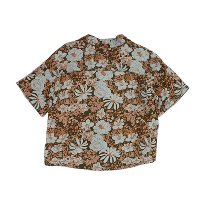 Green Floral Short Sleeve Button Down