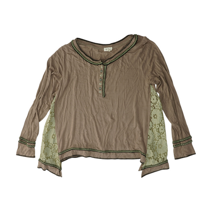 Brown Color Block Blouse