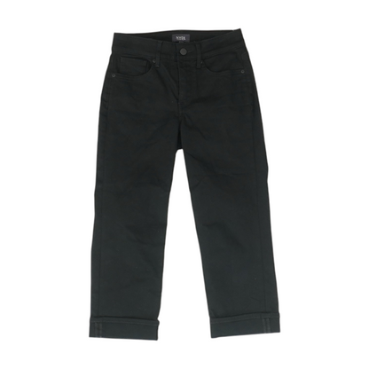 Black Solid Denim Capris