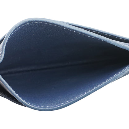 Navy Blue Double Card Holder in Monogram Shadow Leather