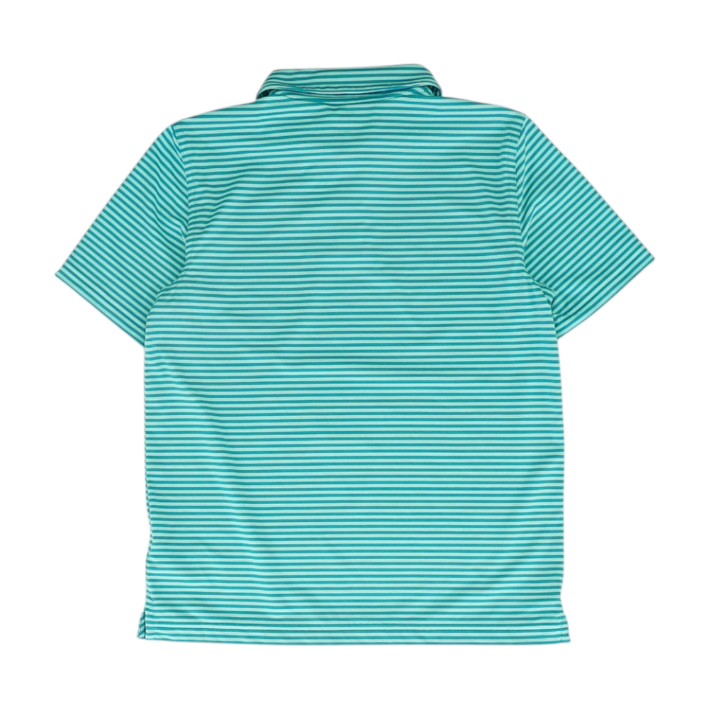 Teal Striped Short Sleeve Polo