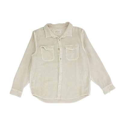 Beige Solid Flannel Button Down