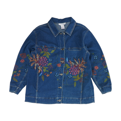 Vintage Navy Floral Denim Jacket