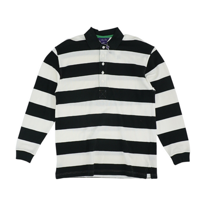 Black Striped Long Sleeve Polo