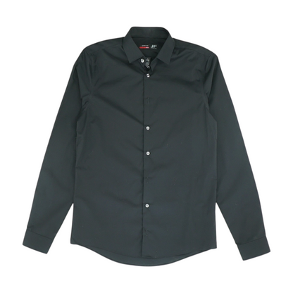 Black Solid Long Sleeve Button Down