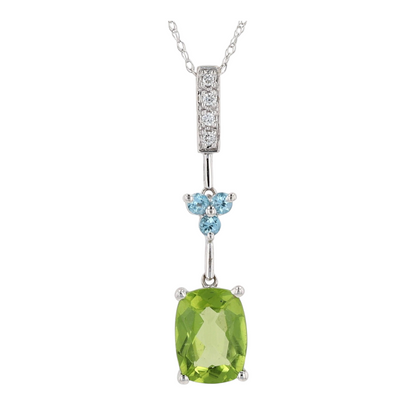 14K White Gold Peridot Pendant Necklace