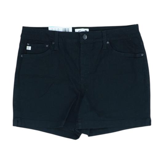 Black Solid Denim Shorts