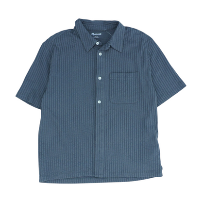 Gray Striped Short Sleeve Button Down