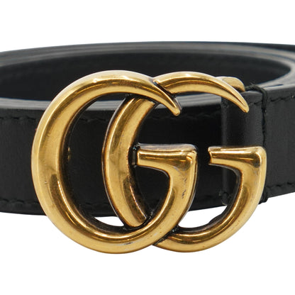 Black GG Marmont Thin Leather Belt