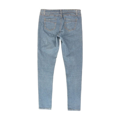 Blue Solid Skinny Leg Jeans