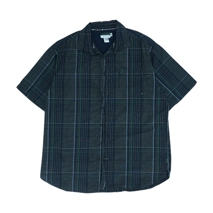 Black Big & Tall Check Short Sleeve Button Down