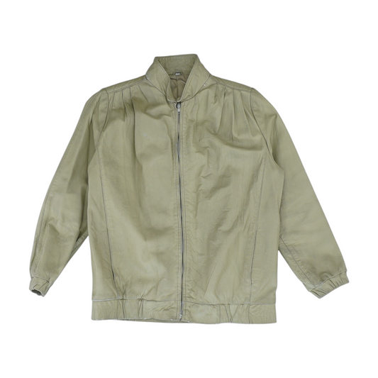 Vintage Beige Solid Leather Jacket