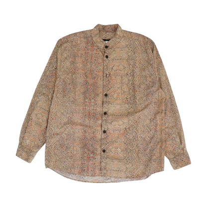 Vintage Orange Print Long Sleeve Button Down