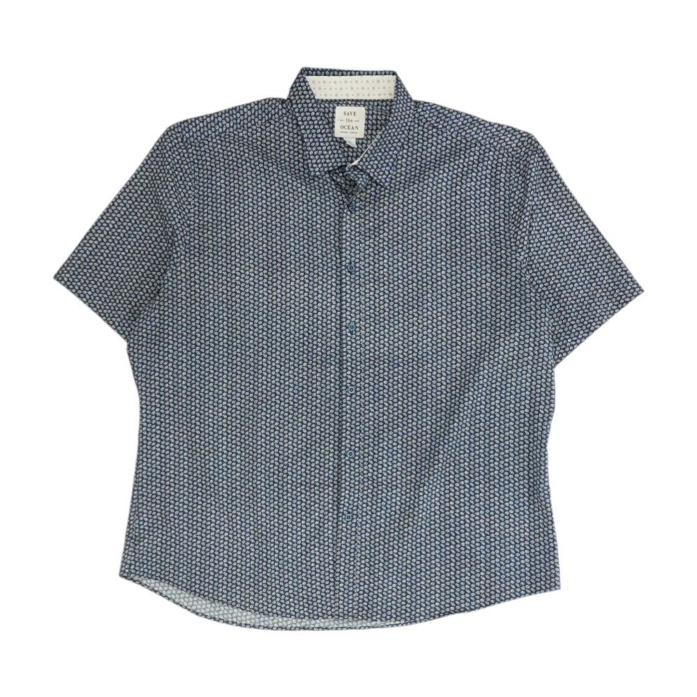 Blue Print Short Sleeve Button Down